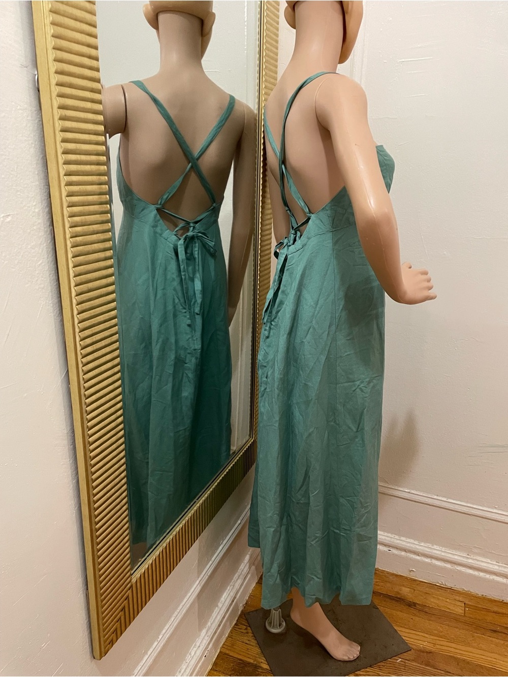 Madewell Linen Square-Neck Midi Dress in Sage - Picture 6 of 12